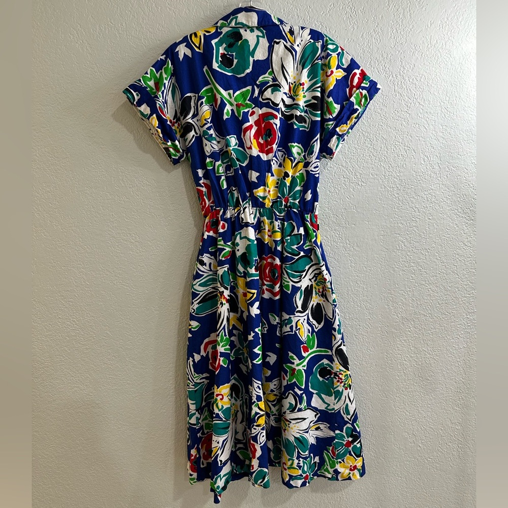 Vintage Melissa Lane Floral Dress 100% Cotton Multicolor Size 14 - Picture 12 of 12